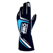 Load image into Gallery viewer, OMP First Evo Gloves Blu Navy/Ciano - Size S (Fia 8856-2018)