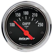 Cargar imagen en el visor de la galería, Autometer Traditional Chrome 2-1/16in 100-250 Deg F Electric Differential Temp Gauge