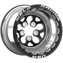 Load image into Gallery viewer, Weld Alpha-1 15X10 / 5X4.75 BP / 5in. BS Black Wheel - Black Center Black M/T Scallop Knurl Inner