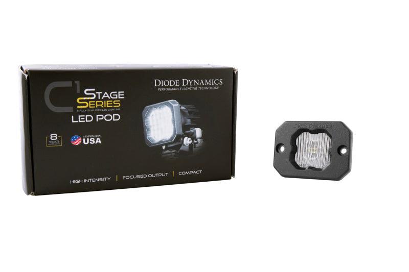 Diode Dynamics Stage Series C1 LED Pod - White SAE Fog Flush WBL Each