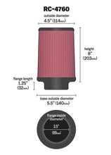 Cargar imagen en el visor de la galería, K&amp;N Universal Chrome Filter 3 1/2 inch FLG / 5 1/2 inch Bottom / 4 1/2 inch Top / 8 inch Height