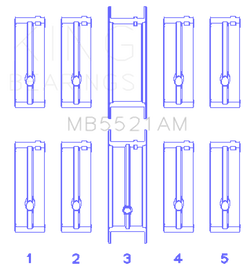 King Engine Bearings Chrysler 2.2 (Size +0.50mm) Main Bearing Set