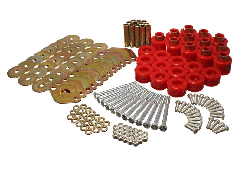 Energy Suspension Body Mount Set 1in Lift W/Hardware - Red
