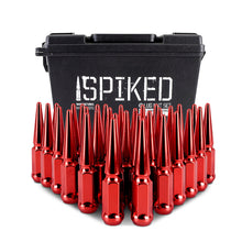 Cargar imagen en el visor de la galería, Mishimoto Mishimoto Steel Spiked Lug Nuts M14 x 1.5 32pc Set Red