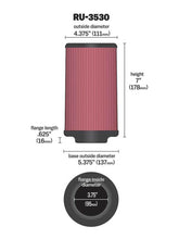 Cargar imagen en el visor de la galería, K&amp;N Universal Rubber Filter 3.75in FLG x 5.375in Base x 5.375in Top x 7in Height