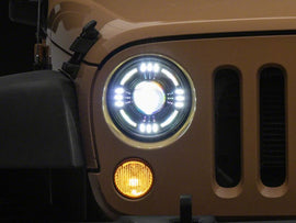 Raxiom 07-18 Jeep Wrangler JK Axial Series Quatro LED Headlights- Black Housing- Clear Lens