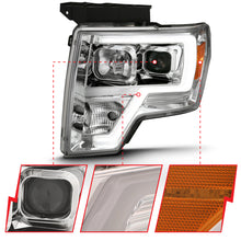 Cargar imagen en el visor de la galería, ANZO 2009-2014 Ford F-150 Projector Headlight Plank Style Chrome Amber