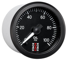 Cargar imagen en el visor de la galería, Autometer Stack 52mm 0-100 PSI 1/8in NPTF Male Pro Stepper Motor Oil Pressure Gauge - Black