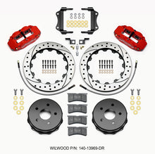 Cargar imagen en el visor de la galería, Wilwood Narrow Superlite 4R Rear Kit 12.88in Drilled Red 2007-up Jeep JK w/Lines