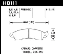 Cargar imagen en el visor de la galería, Hawk 1991 Chevrolet Camaro 3.1L Heritage Edition Performance Package Front ER-1 Brake Pads