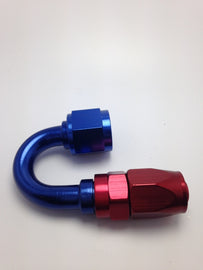 Fragola -10AN Fem x -8AN Hose 180 Degree Reducing Hose End - Blue/Red