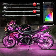 Load image into Gallery viewer, XK Glow Strip Million Color XKCHROME Smartphone App ATV/Motorcycle LED Light Kit 8xPod + 4x10In