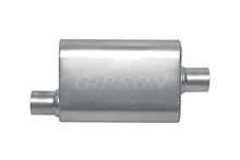 Cargar imagen en el visor de la galería, Gibson MWA Superflow Offset/Center Oval Muffler - 4x9x14in/2.25in Inlet/2.25in Outlet - Stainless