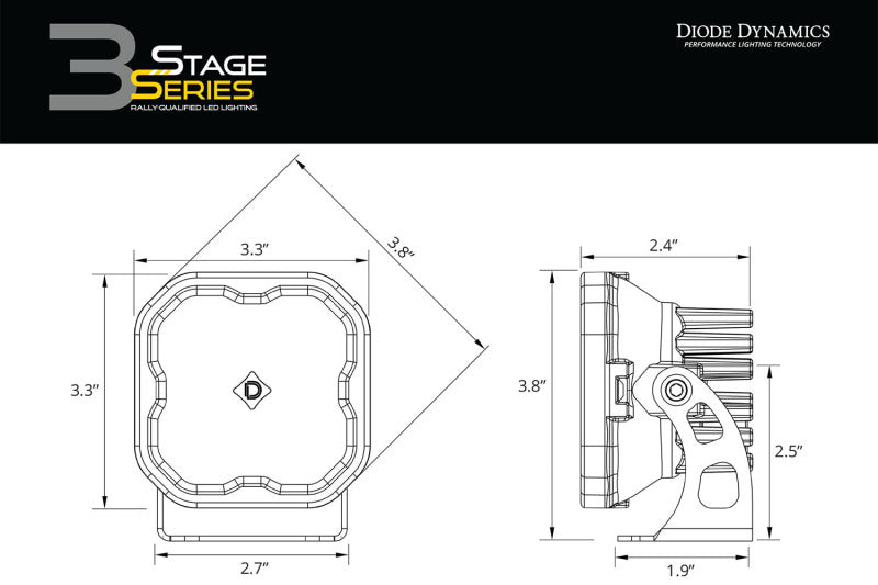 Diode Dynamics SS3 Max ABL - Yellow Driving Standard (Single)