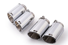 Cargar imagen en el visor de la galería, Remus Stainless Steel 102mm Angled/Angled Rolled Edge Chrome Tail Pipe Set (Quad Tips)