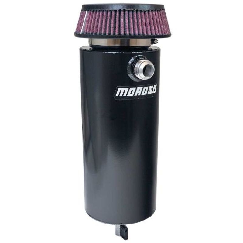 Moroso 6in Diameter Single -16AN Inlet Aluminum Breather Tank Catch Can - Black