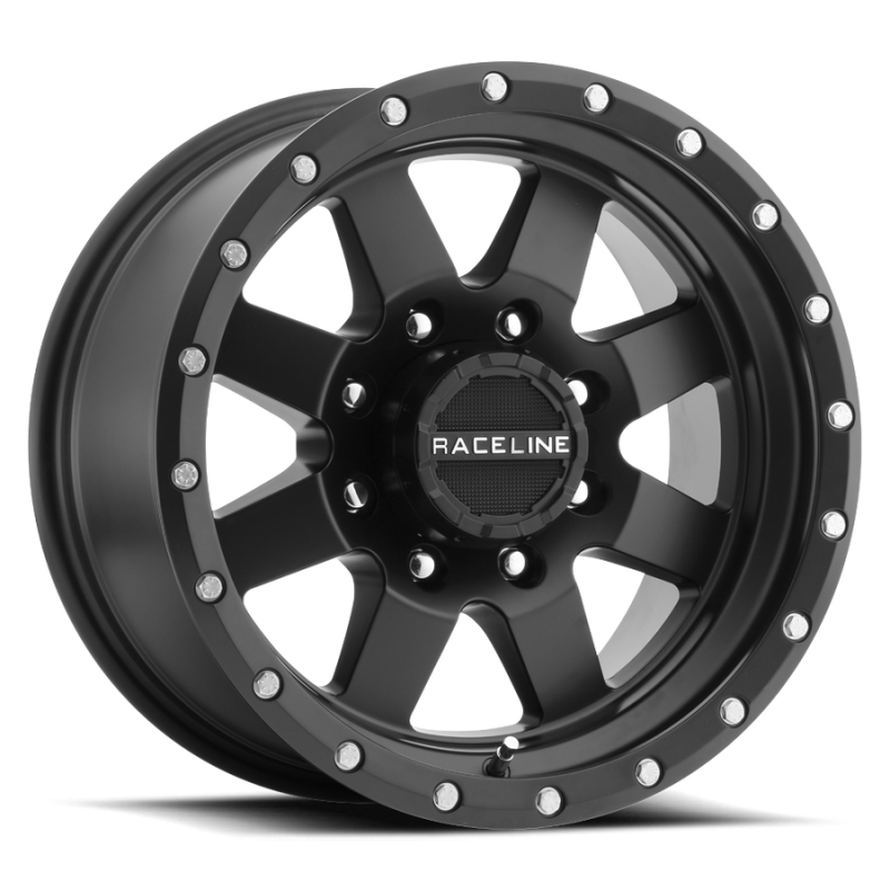 Raceline 935B Defender 17x9in / 8x165.1 BP / -12mm Offset / 130.81mm Bore - Satin Black Wheel