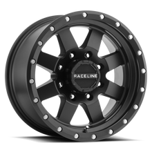 Cargar imagen en el visor de la galería, Raceline 935B Defender 17x9in / 8x165.1 BP / -12mm Offset / 130.81mm Bore - Satin Black Wheel