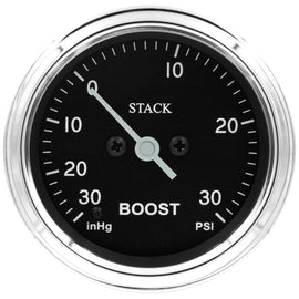 Autometer Stack 52mm -30INHG to +30 PSI (Incl T-Fitting) Pro Step Motor Boost Press Gauge - Classic