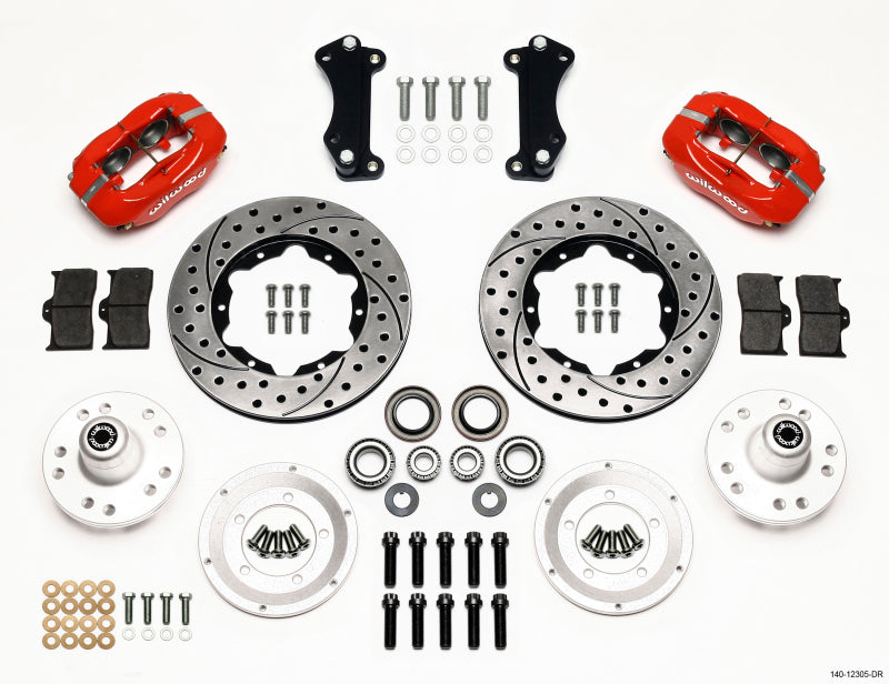 Wilwood Forged Dynalite Front Kit 11.00in Drill-Red Heidts Tri -5 2 inch Drop Spindle