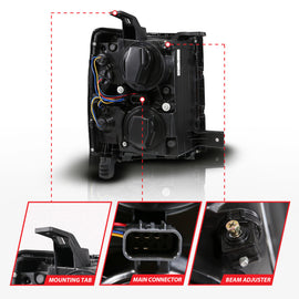 ANZO 14-15 Chevy Silverado 1500 Black Dual Switchback+Sequential LED Tube Sq. Projector Headlights