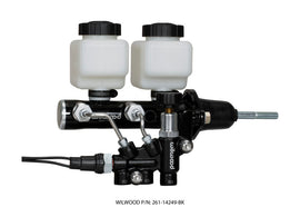 Wilwood Tandem Remote M/C Kit w L/H Bracket & Prop Valve - 7/8in Bore Black-W/Pushrod
