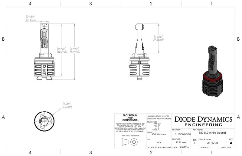 Diode Dynamics 880/881 Yellow SL2 LED Bulb (one)