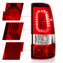 Cargar imagen en el visor de la galería, ANZO 1999-2002 Chevy Silverado 1500 LED Taillights Plank Style Chrome With Red/Clear Lens