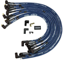 Cargar imagen en el visor de la galería, Moroso Chevrolet Small Block Ignition Wire Set - Ultra 40 - Sleeved - Non-HEI - 90 Degree - Blue