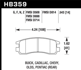 Hawk 95-02 Chevy Cavalier (w/ 225mm Drum) / 95-07 Chevy Monte Carlo DTC-60 Race Rear Brake Pads