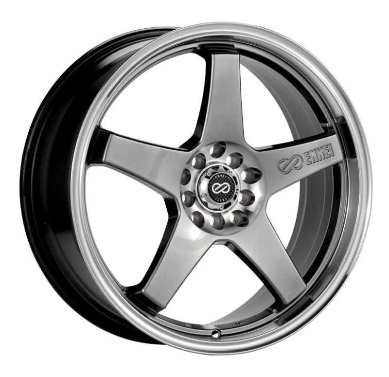 Enkei EV5 17x7 4x100/114.3 38mm Offset 72.6 Bolt Diameter Hyper Black w/ Machined Lip Wheel