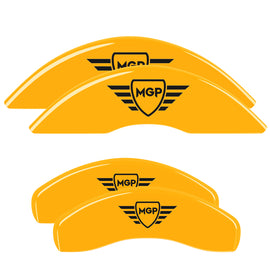 MGP 2 Caliper Covers Engraved Front MGP Yellow Finish Black Char 1998 Chevrolet Express 2500