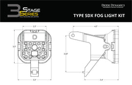 Diode Dynamics SS3 LED Pod Max Type SDX Kit - Yellow SAE Fog