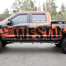 Cargar imagen en el visor de la galería, Westin/HDX 17-18 Ford F-250/350 Crew Cab (6.75ft Bed) Stainless Drop Nerf Step Bars - Textured Black