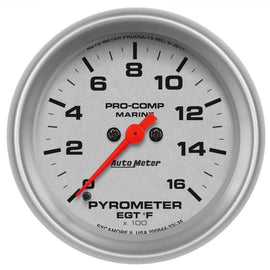 Autometer Ultra-Lite 2 5/8in 1600 Degree Pyrometer (EGT) Gauge - Marine Silver