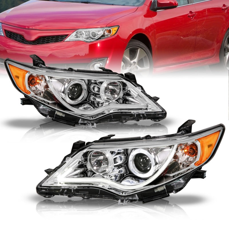 ANZO 2012-2013 Toyota Camry Projector Headlights w/ Halo Chrome