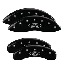 Cargar imagen en el visor de la galería, MGP 4 Caliper Covers Engraved Front &amp; Rear Oval logo/Ford Black finish silver ch