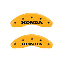 Load image into Gallery viewer, MGP 2 Caliper Covers Engraved Front Honda Yellow Finish Black Characters 1998 Honda Civic