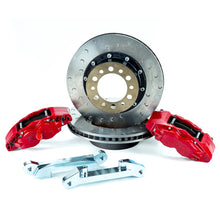 Cargar imagen en el visor de la galería, Alcon 07+ Jeep JK w/ 5x5.5in Hub 355x22mm Rotor 4-Piston Red Calipers Rear Brake Upgrade Kit