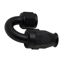 Cargar imagen en el visor de la galería, DeatschWerks 8AN Female Swivel 180-Degree Hose End PTFE (Incl Olive Insert) - Anodized Matte Black