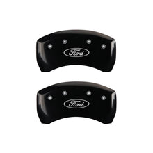 Load image into Gallery viewer, MGP 4 Caliper Covers Engraved Front &amp; Rear Oval logo/Ford Black finish silver ch