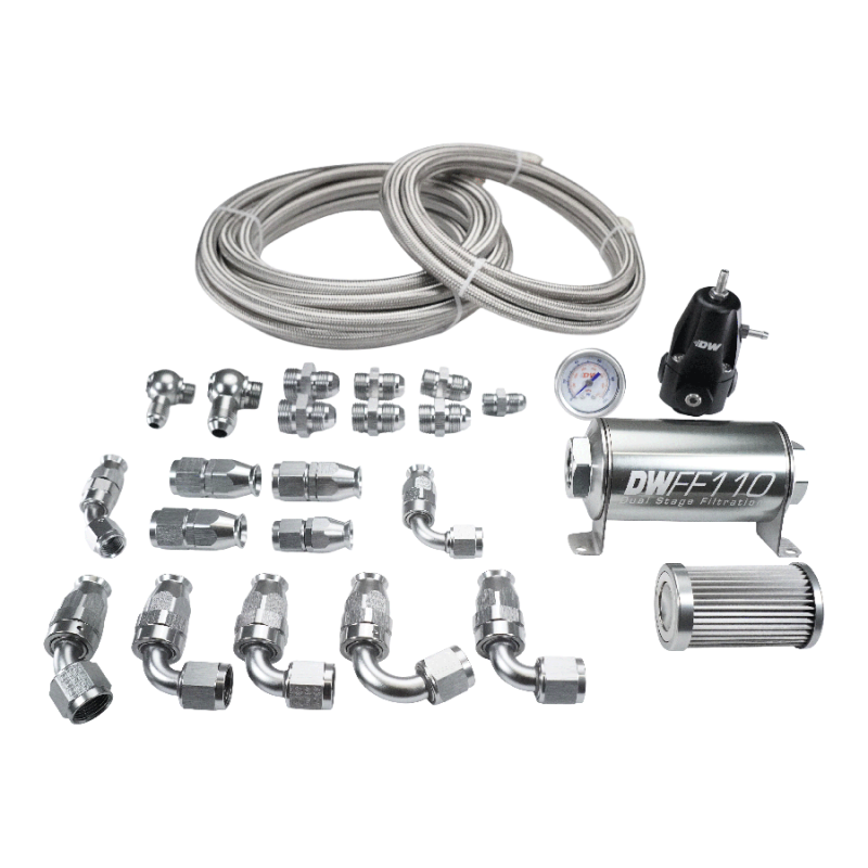 DeatschWerks X2 Series Pump Hanger -8AN Feed w/ -6AN Return PTFE Plumbing Kit for 92-00 Honda Civic
