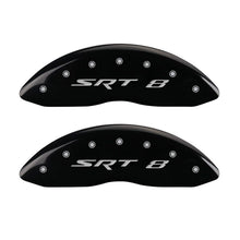 Cargar imagen en el visor de la galería, MGP 4 Caliper Covers Engraved Front &amp; Rear SRT8 Black finish silver ch