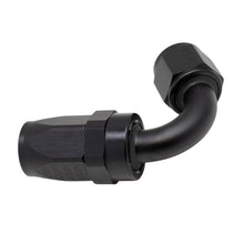 Cargar imagen en el visor de la galería, DeatschWerks 8 AN Female Flare Swivel 120-Degree Hose End CPE - Anodized Matte Black