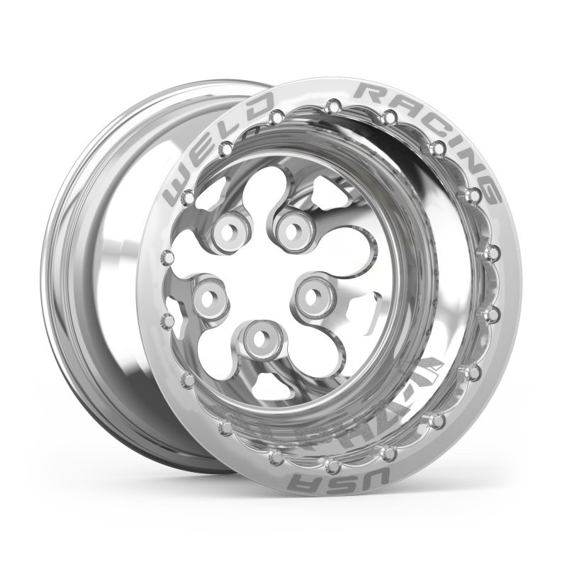 Weld Alpha-1 15x15 / 5x4.75 BP /5in. BS Polished Wheel - Polished Double Beadlock MT