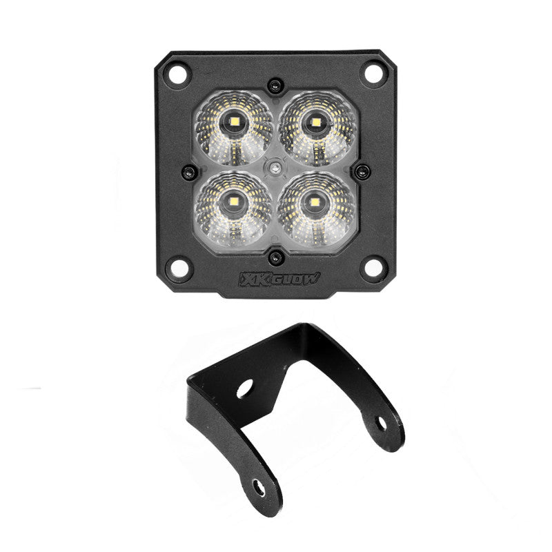 XK Glow Flush Mount XKchrome 20w LED Cube Light w/ RGB Accent Light Kit w/ Cntrlr - Flood Beam 2pc