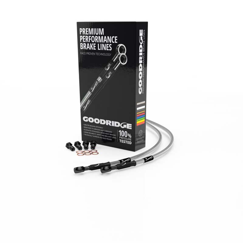 Goodridge 99-02 BMW R1150GS (Non ABS) Clear Front SS Brake Lines w/Black Fittings