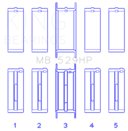 King Engine Bearings Ford 260CI/289CI/302 5.0L Windsor (0.010 Size) Main Bearing Set