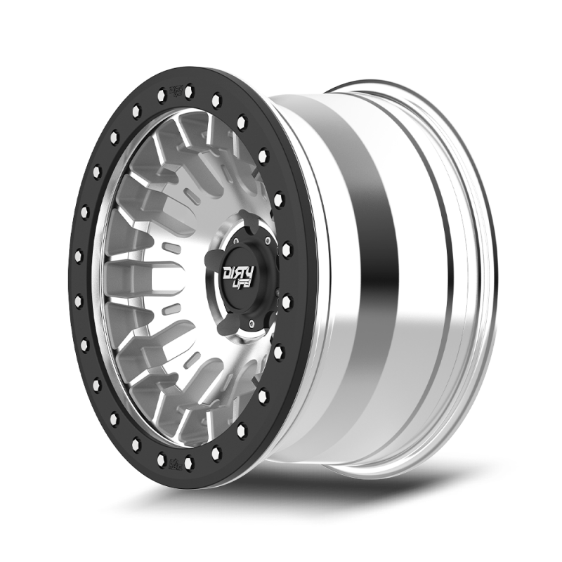 Dirty Life DT-3 17X9 6x139.7 -12 Offset - Machined Finish w/ Simulated Beadlock