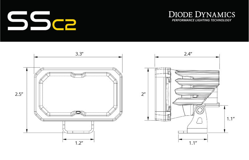 Diode Dynamics Stage Series 1.875 Inch Roll Bar Reverse Light Kit SSC2 Pro (Pair)